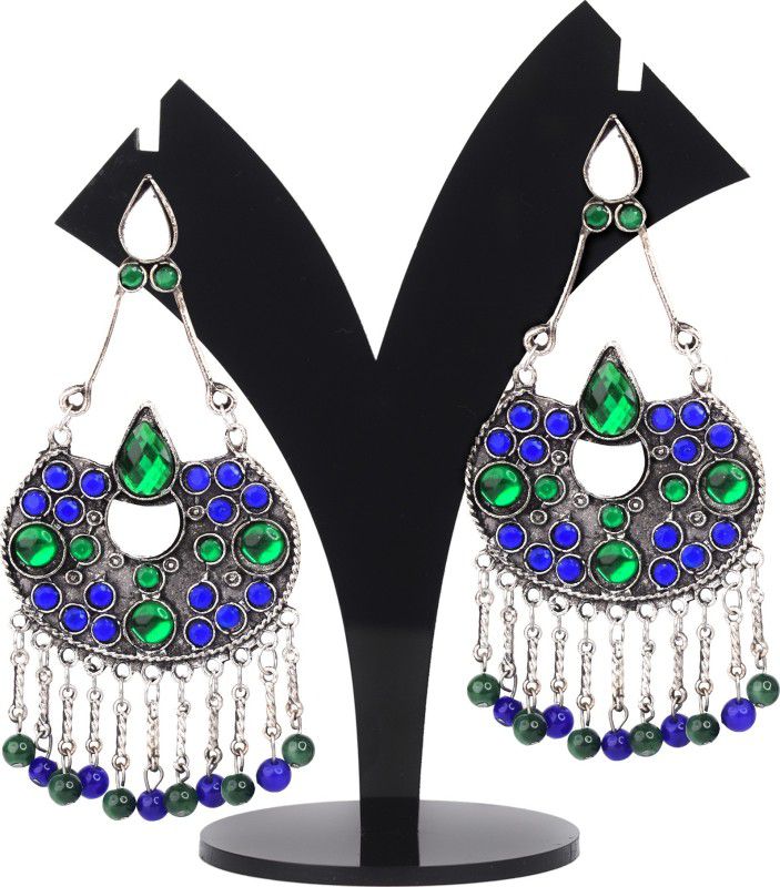 Silver Oxidised Boho and Contemporary Designed Afghani Earrings Silver Drops & Danglers