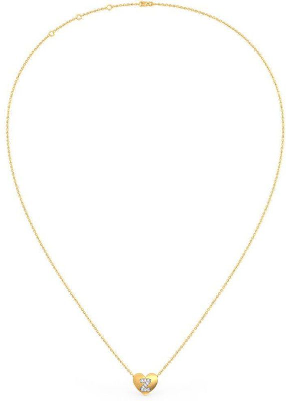 Candere by Kalyan Jewellers 14K (585) Yellow Gold & Diamond Z Pendant With Chain for Women 14kt Diamond Yellow Gold Pendant