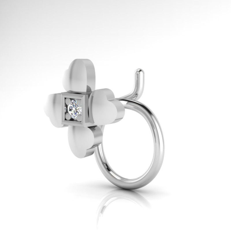 Iski Uski Store Cubic Zirconia Silver Plated Sterling Silver Nose Stud