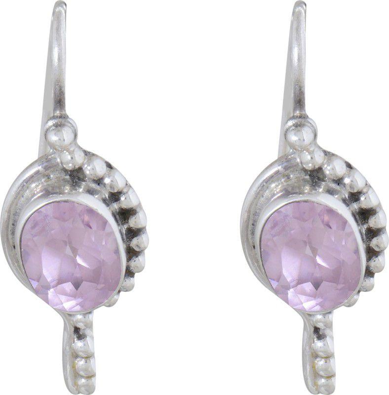Silverwala 925-92.5 Sterling Silver Cubic Zirconia Stone Earring ( Light purple) Cubic Zirconia Sterling Silver Hoop Earring