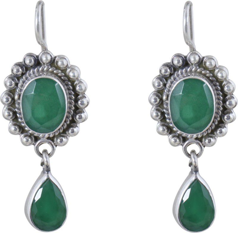 Silverwala 925-92.5 Sterling Silver Carnelian Stone Earring ( Green) ) Carnelian Sterling Silver Hoop Earring