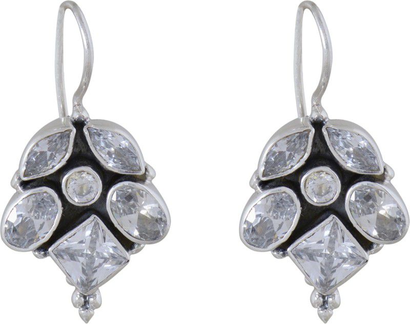 Silverwala 925-92.5 Sterling Silver Cubic Zirconia Stone Earring ( White)) Cubic Zirconia Sterling Silver Hoop Earring