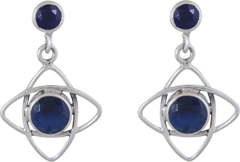 Silverwala 925-92.5 Sterling Silver Sapphire Stone Earrings ( Blue) Sapphire Sterling Silver Stud Earring
