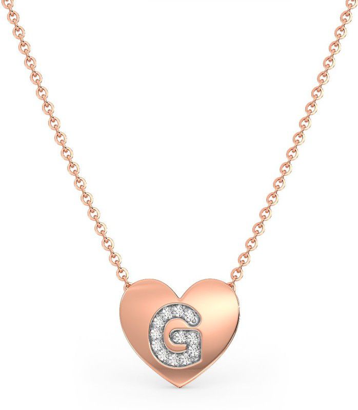 Candere by Kalyan Jewellers 14K (585) Rose Gold & Diamond G Pendant With Chain for Women 14kt Diamond Rose Gold Pendant