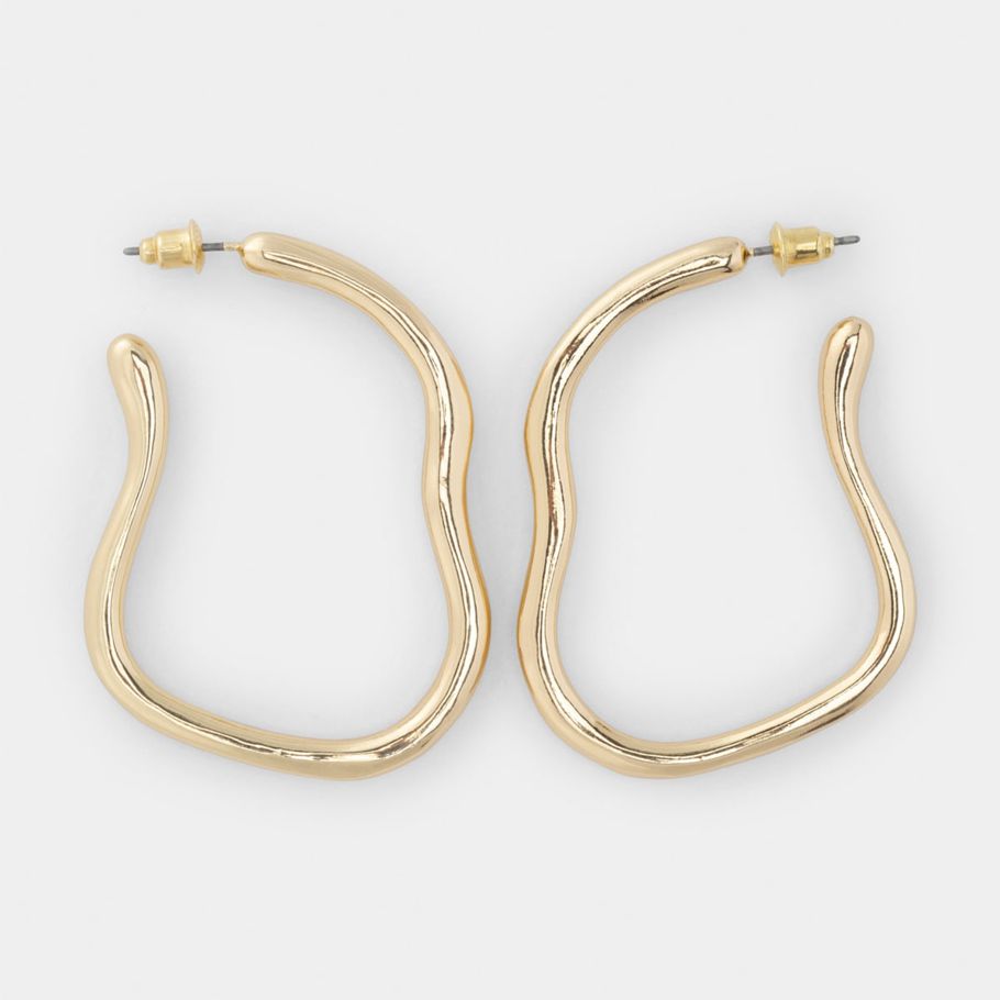 Wavy Hoop Earrings - Gold Look