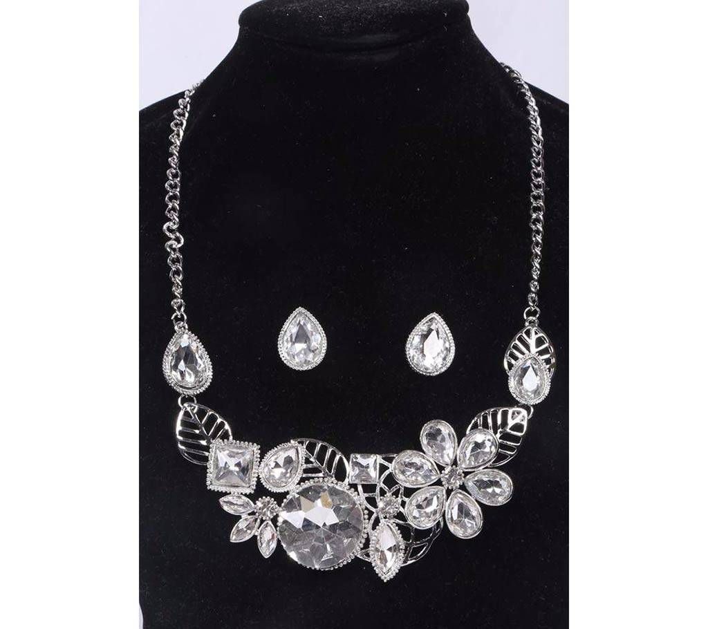 Alloy Stone setting ladies necklace-with ear ring 