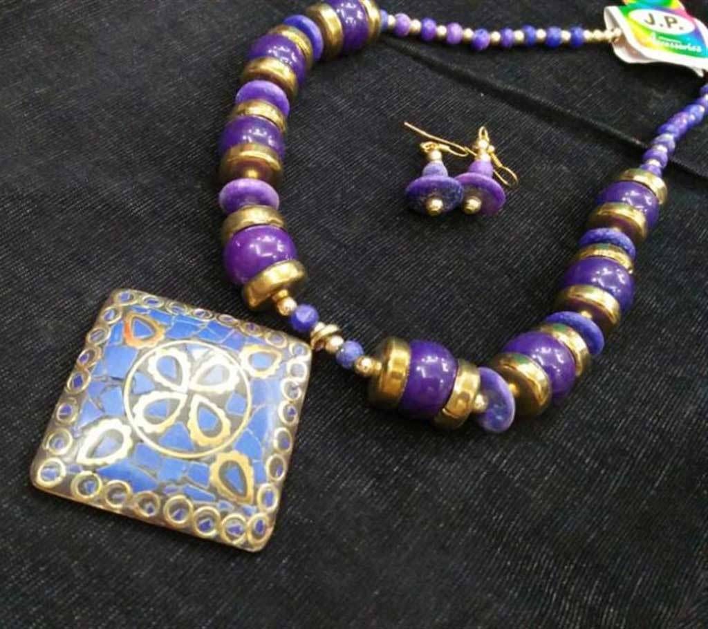 Square Antique Purple Metal Jewellery Set