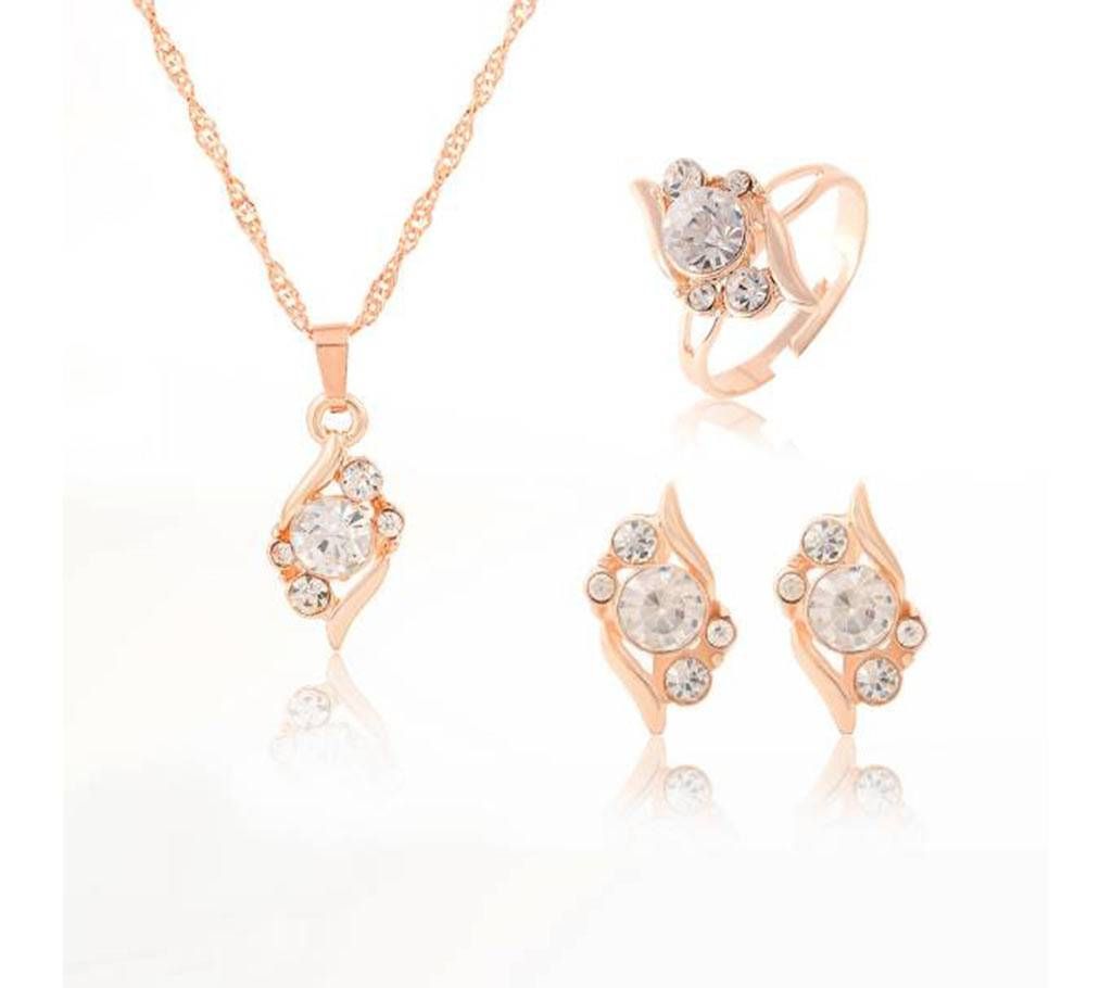 Crystal Gold Colour Chain Necklace Set