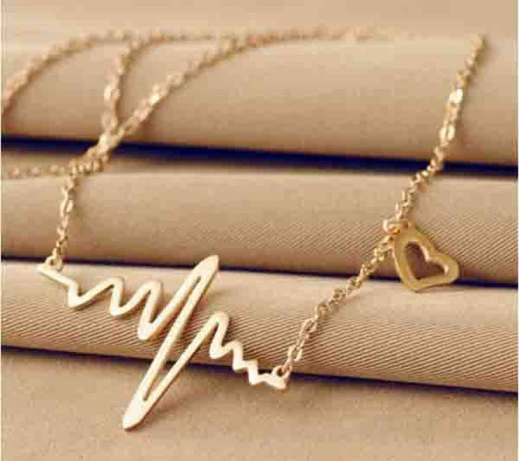 Love Shaped Titanium Steel Heartbeat Shaped Necklace