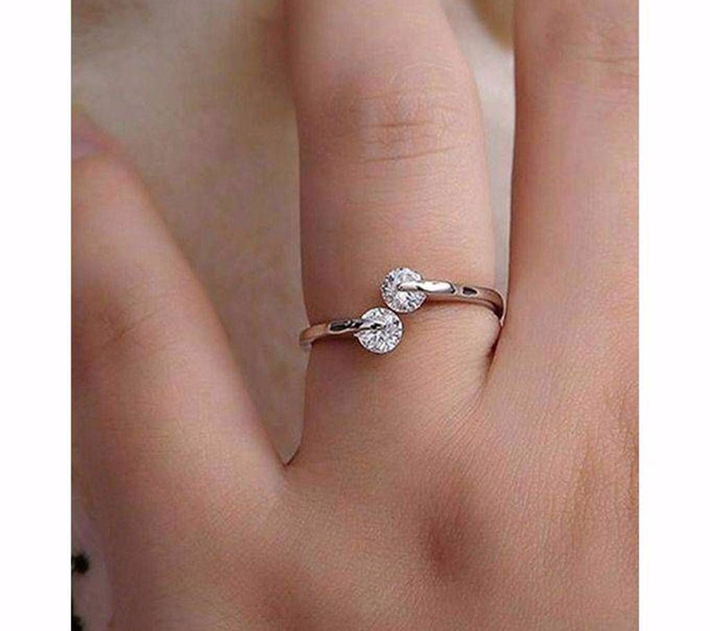 Gold Plated Twin Zircon CZ Finger Ring