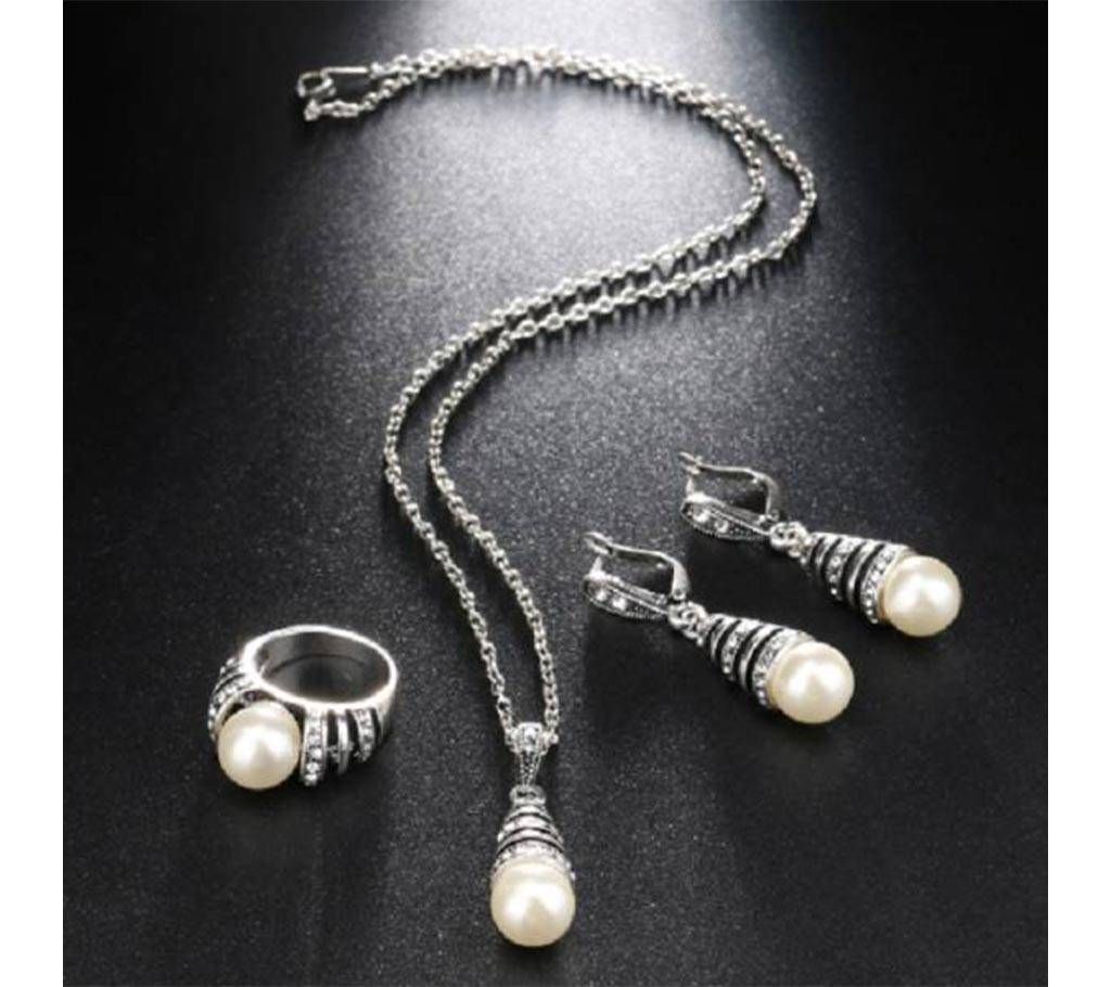 3Pcs Silver Color Pearl Set