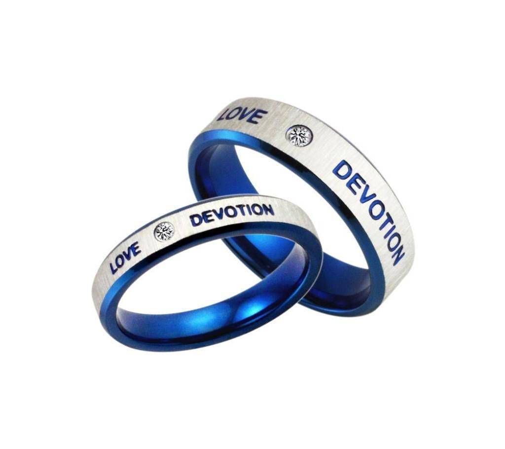Blue and Silver Stainless Steel Finger Ring Couple