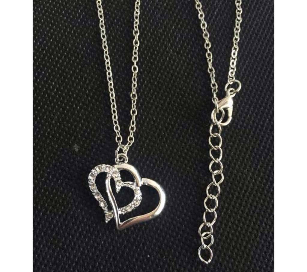 Double Heart Pendant with Chain