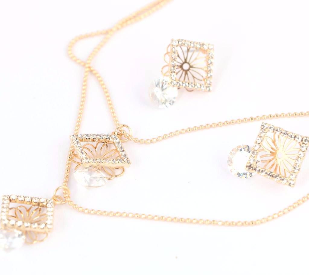 Multilayer Chain Necklace with Earring