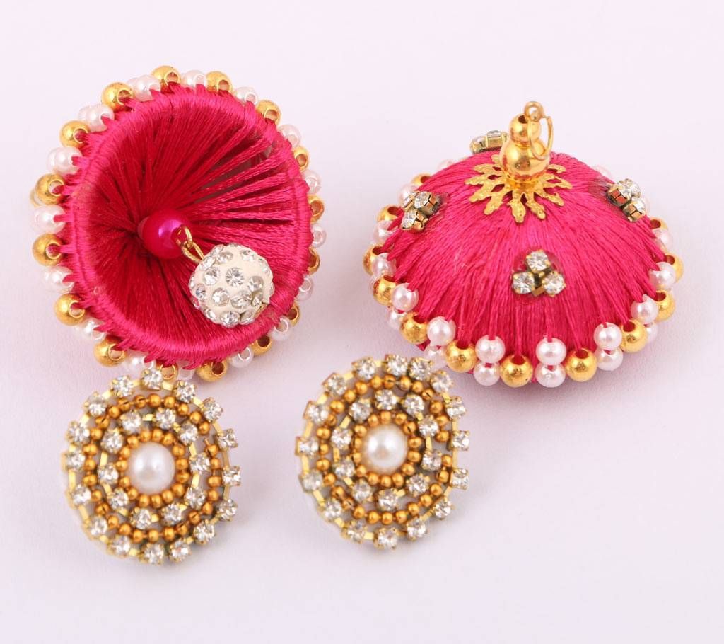 silk yarn earrings 