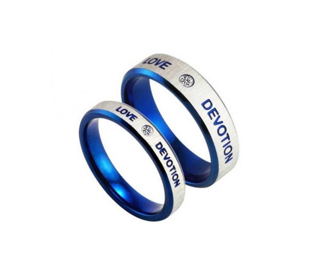 Titanium Steel Blue Promise Ring for Couples