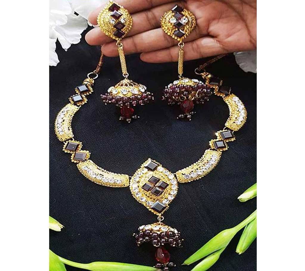 Garnate stone setting jewellery set