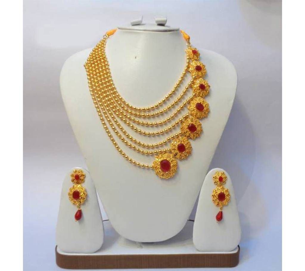 Gold Plated And Stone Necklace Set For Women
