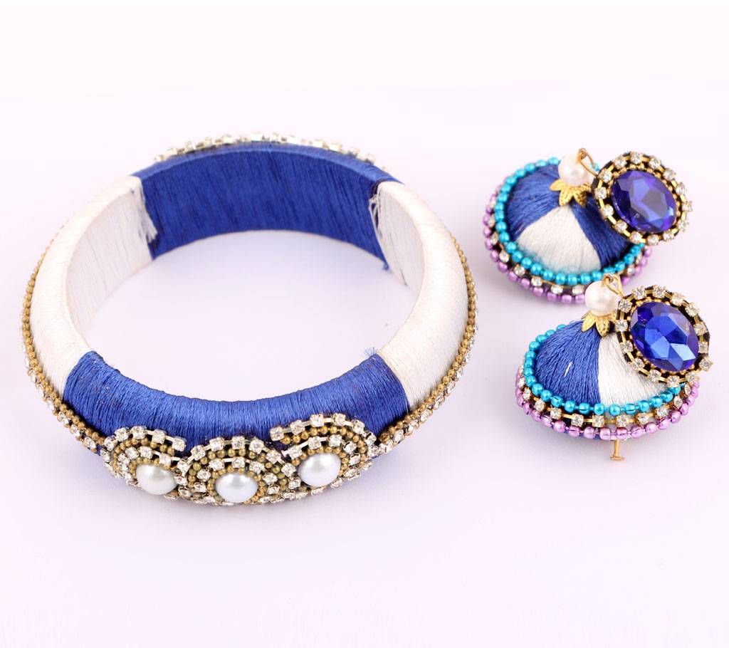 Multi color silk thread bangles & earrings