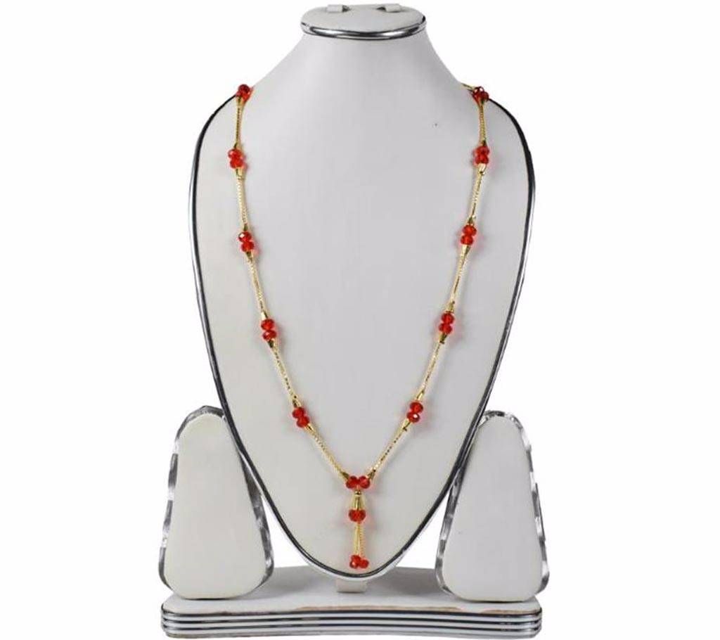 Stone Setting Gold Plated Chain Necklace 