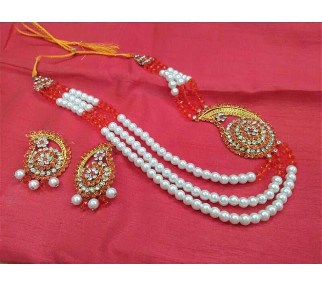 Pearl Necklace Set (Red)