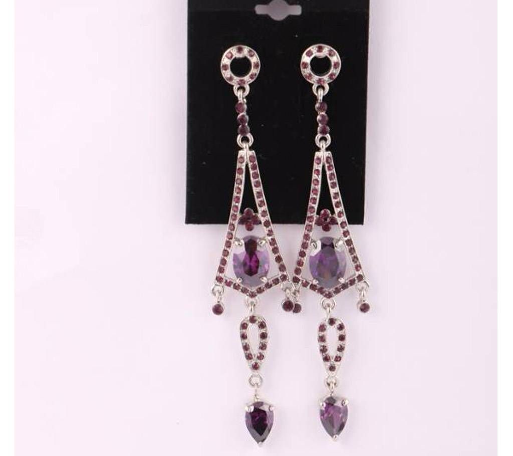 Korean Diamond Cut Purple Stone Ear Rings for Women