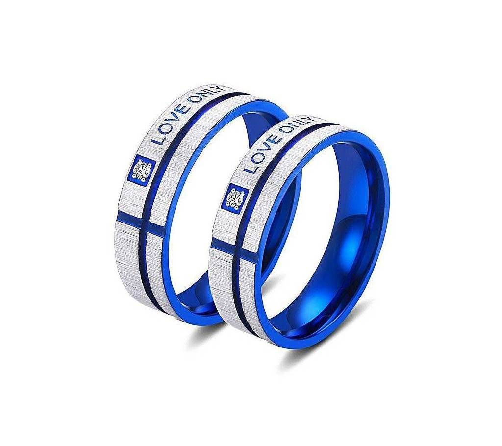 Blue and Silver Zircon Finger Ring For Couples