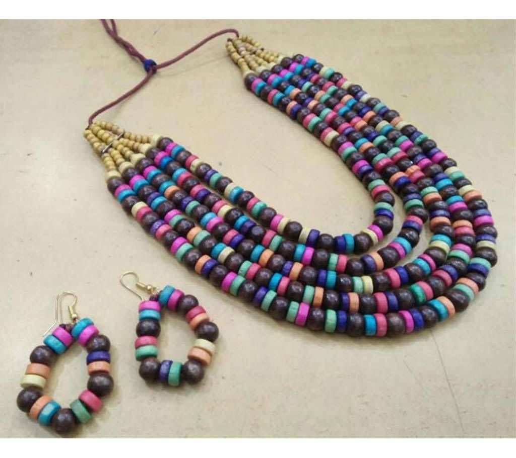 Wooden Necklace Jewellery Set (Multi colour)