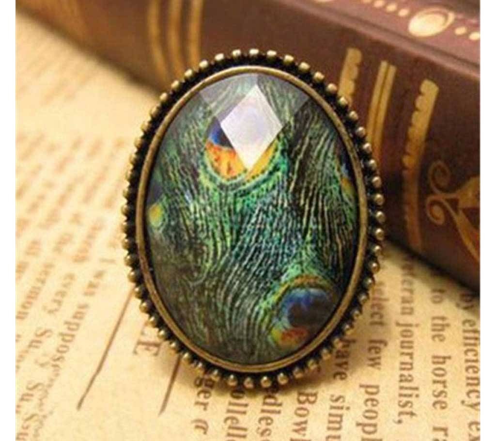 Peacock Feather Finger Ring