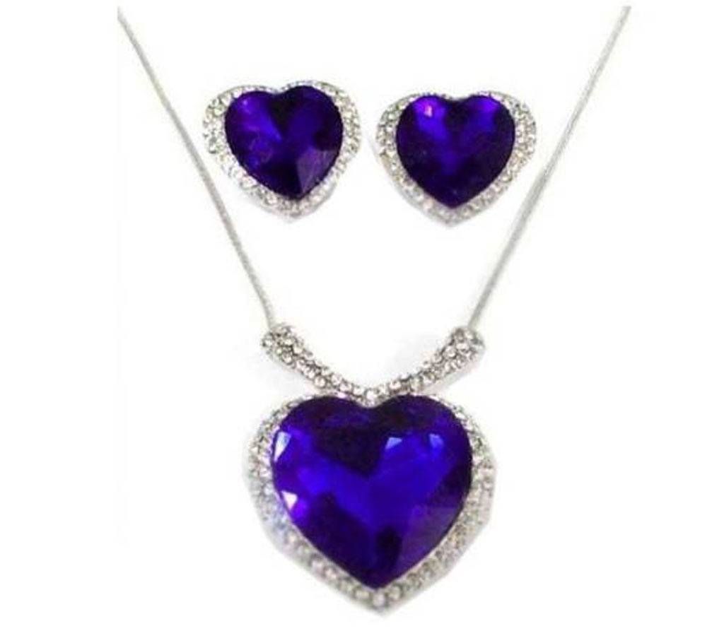 Titanic Blue Stone Silver Plated Necklace Set