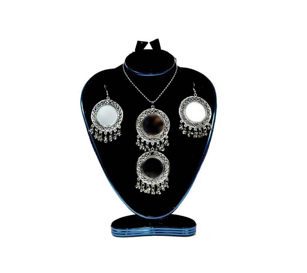 Silver Plated Mirror Jewellery Set
