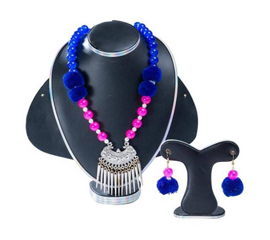 Muti Color Stone Pearl Setting Jewellery Set