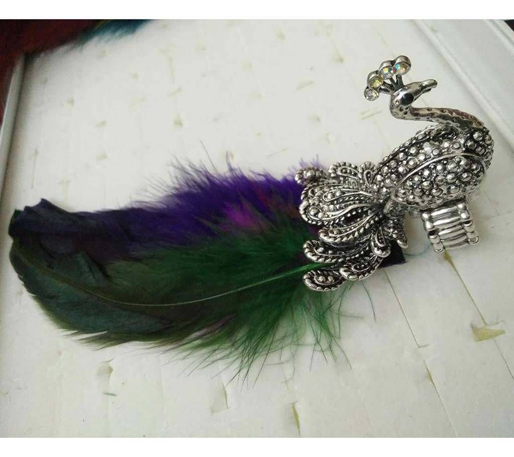 silver plated peacock shaped finger ring 