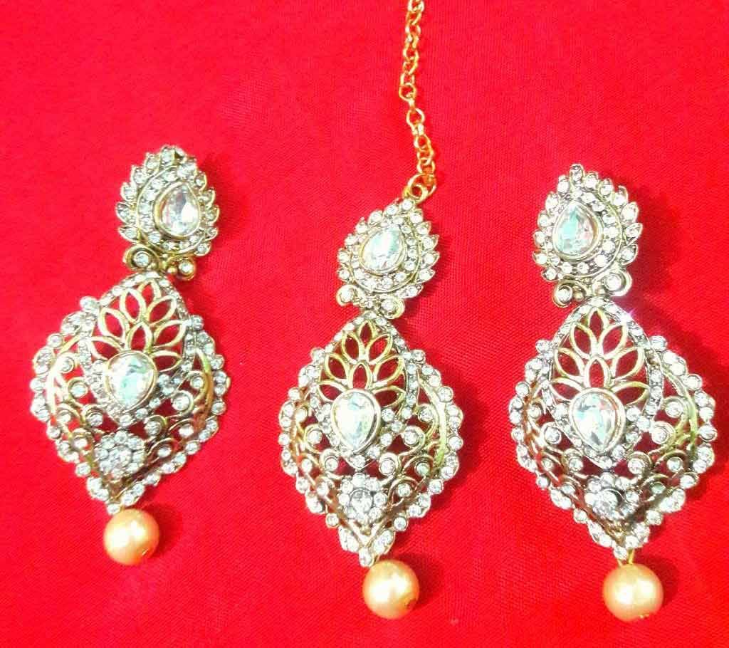 Stone setting earrings with tikli 