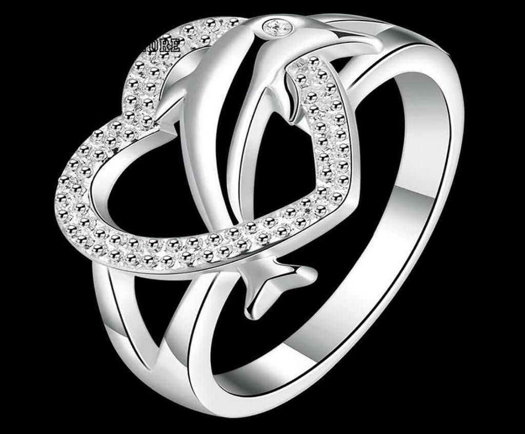 Silver plated dolphin finger ring 