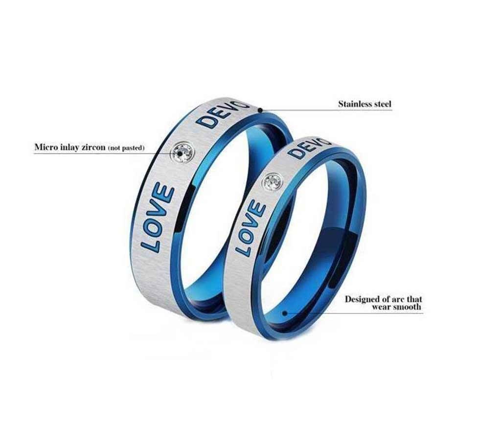 Blue and Silver Zircon Finger Ring for Couple