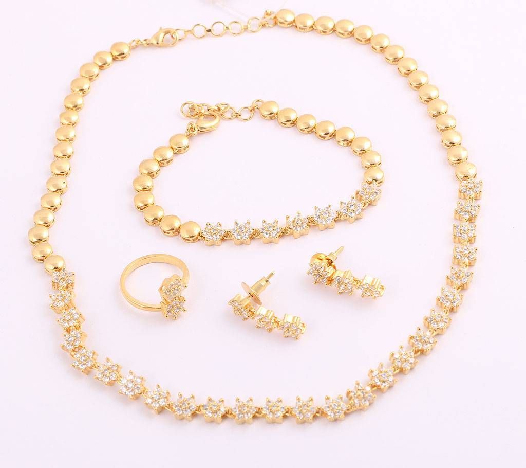 Gold Plated Necklace Chain with Earrings 