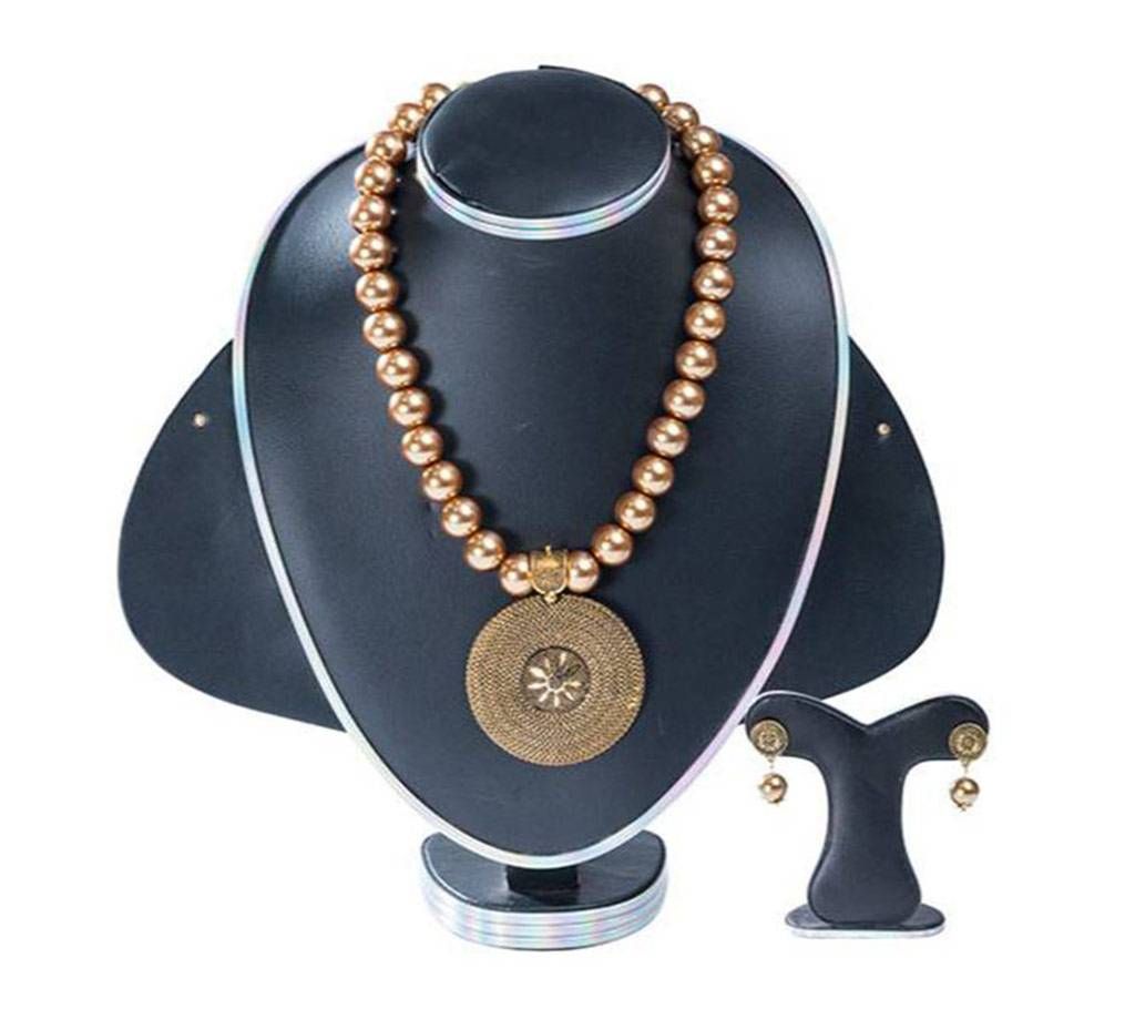 Golden Color Stone Pearl Setting Jewellery Set
