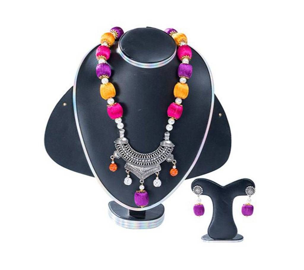 Multi Colour Silk Thread Jewellery Set