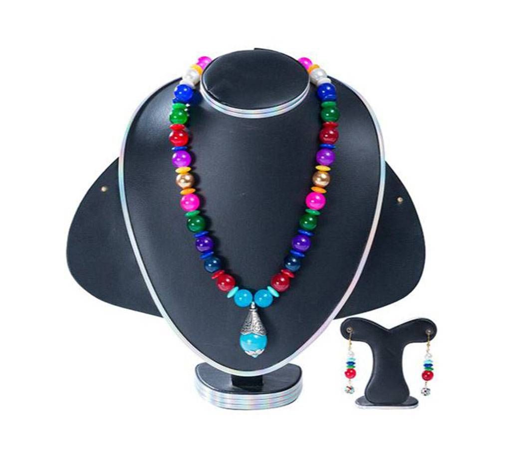 Multi Color Stone Pearl Setting Jewellery Set