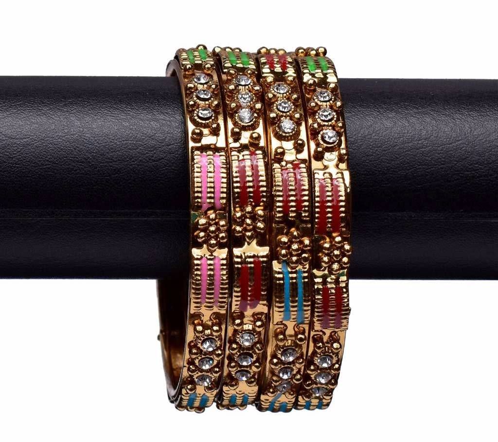 Indian Mixed Color Gold Plated Churi Set