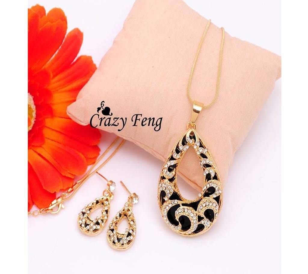 Crystal Water Drop Pendant Jewelry Set