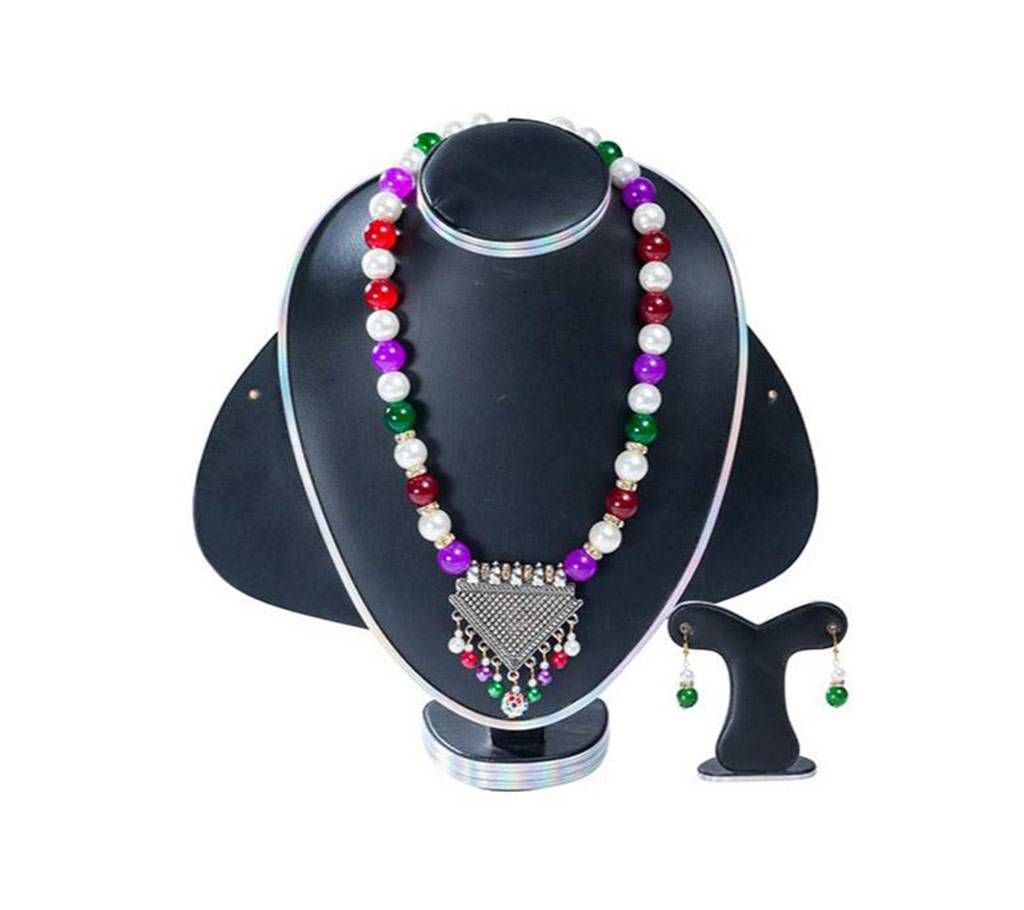 Multi Color Stone Pearl Setting Jewelary Set