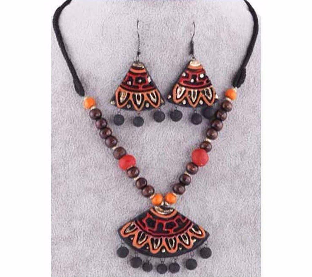 boishakhi clay made pendant set 