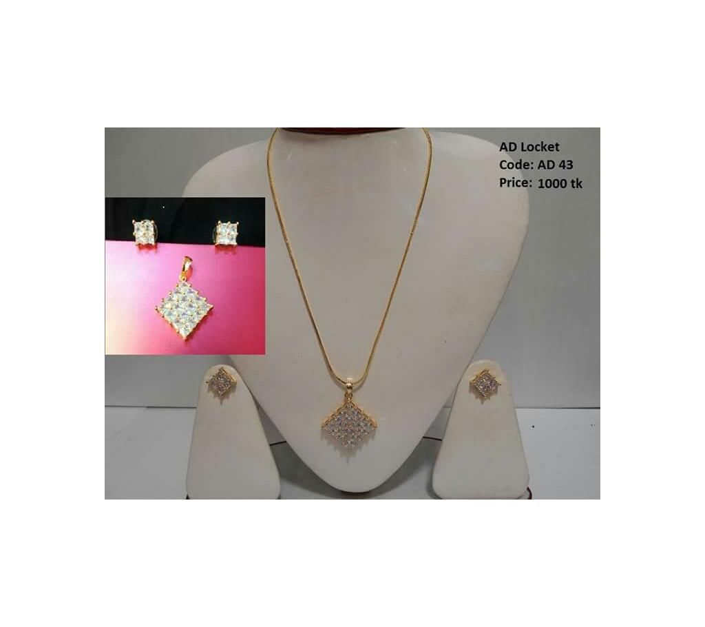 Ad locket set with matching earring