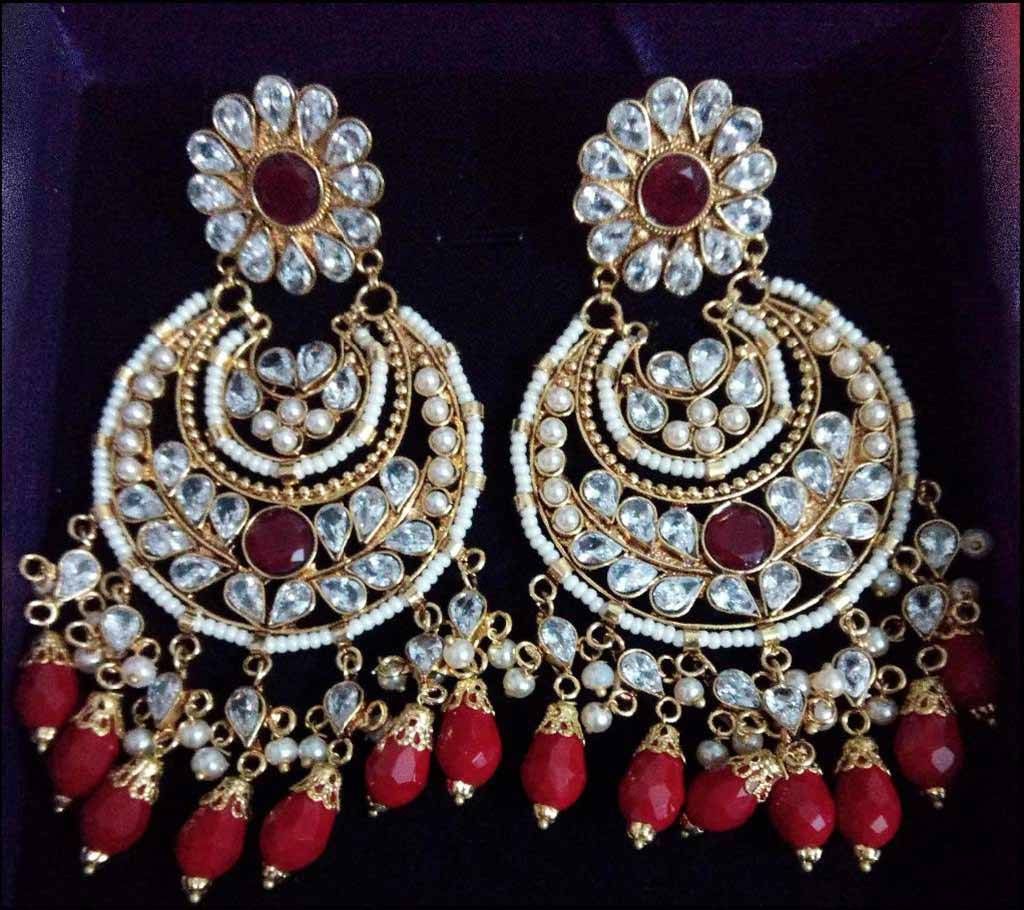 Ladies gold plated stone setting ear ring 