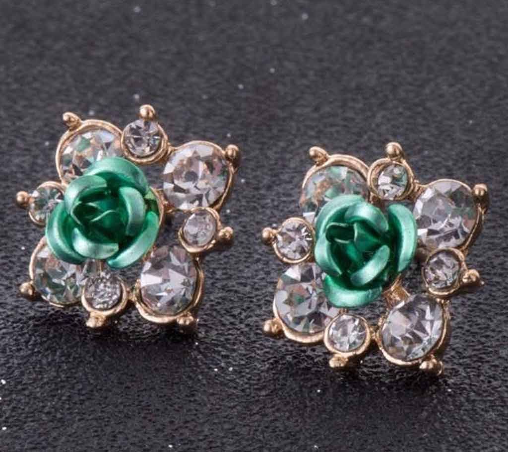 Crystal Flower Stud Earrings