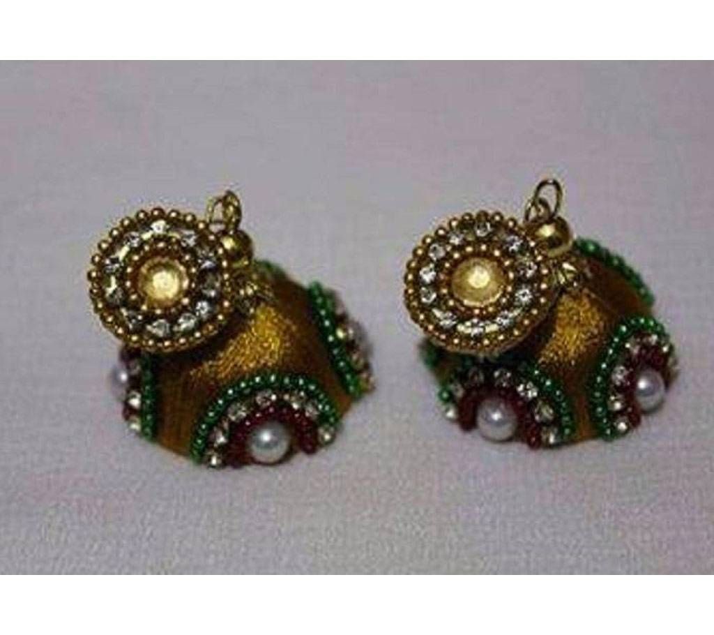 Silk yarn earrings-1 pair 