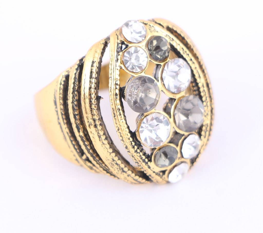 Stone Setting Gold Plated Finger Ring 