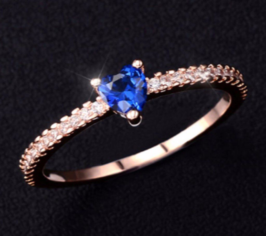 Austrian Crystal Blue Heart Finger Ring